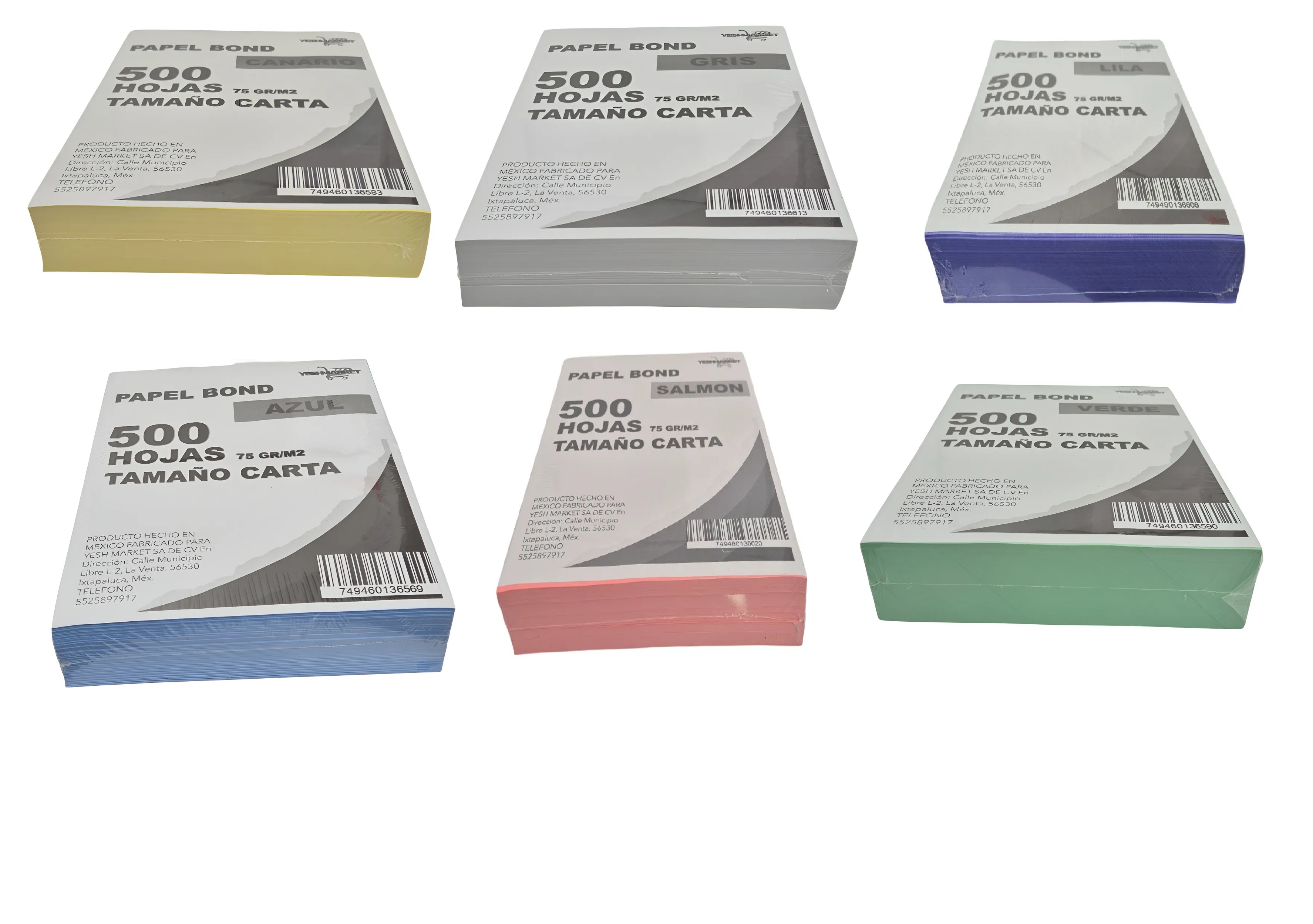 Papel Bond Colores Pastel Rosa Azul Verde Canario al mayoreo — Yesh Market